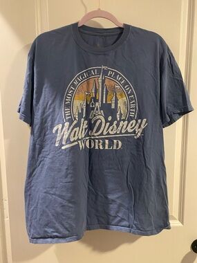 Disney World Blue Cotton Tee with Cream Print